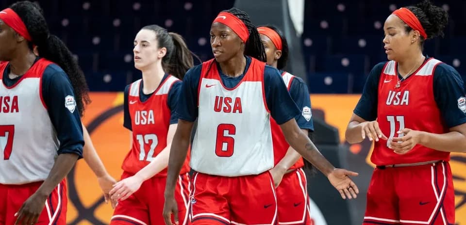 USA women's basketball team in practice jerseys