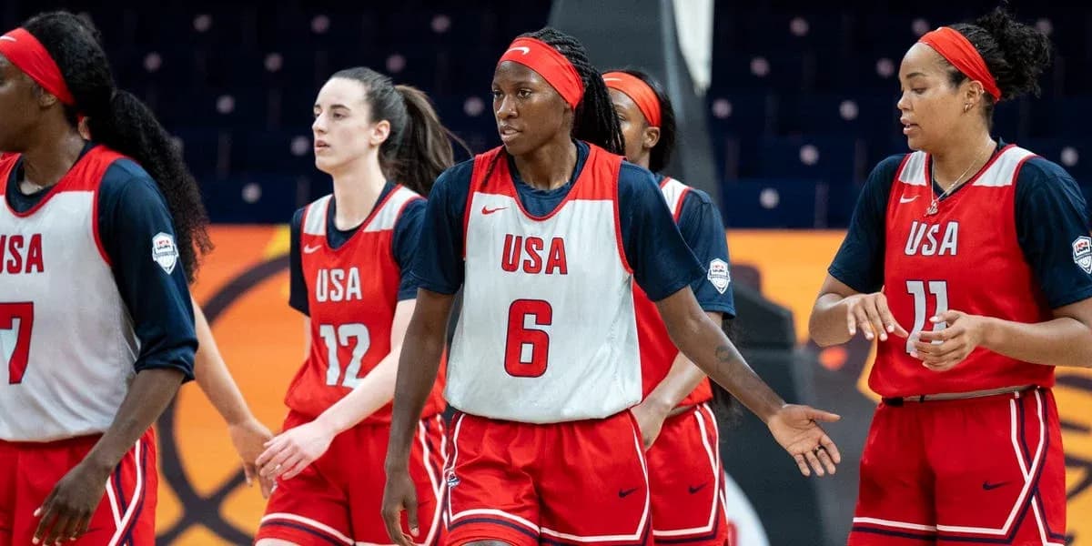 USA women's basketball team in practice jerseys
