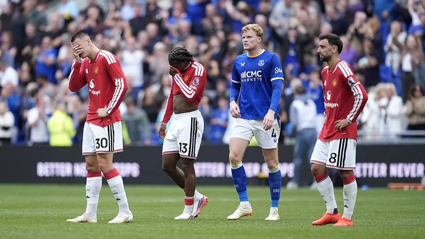 Manchester United players after a match against Everton