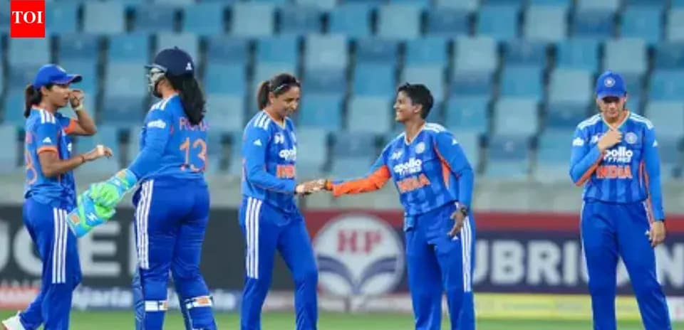 Indian women's cricket team celebrating on the field