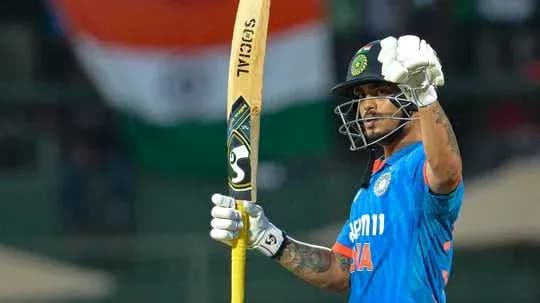 Batsman celebrating after scoring during match