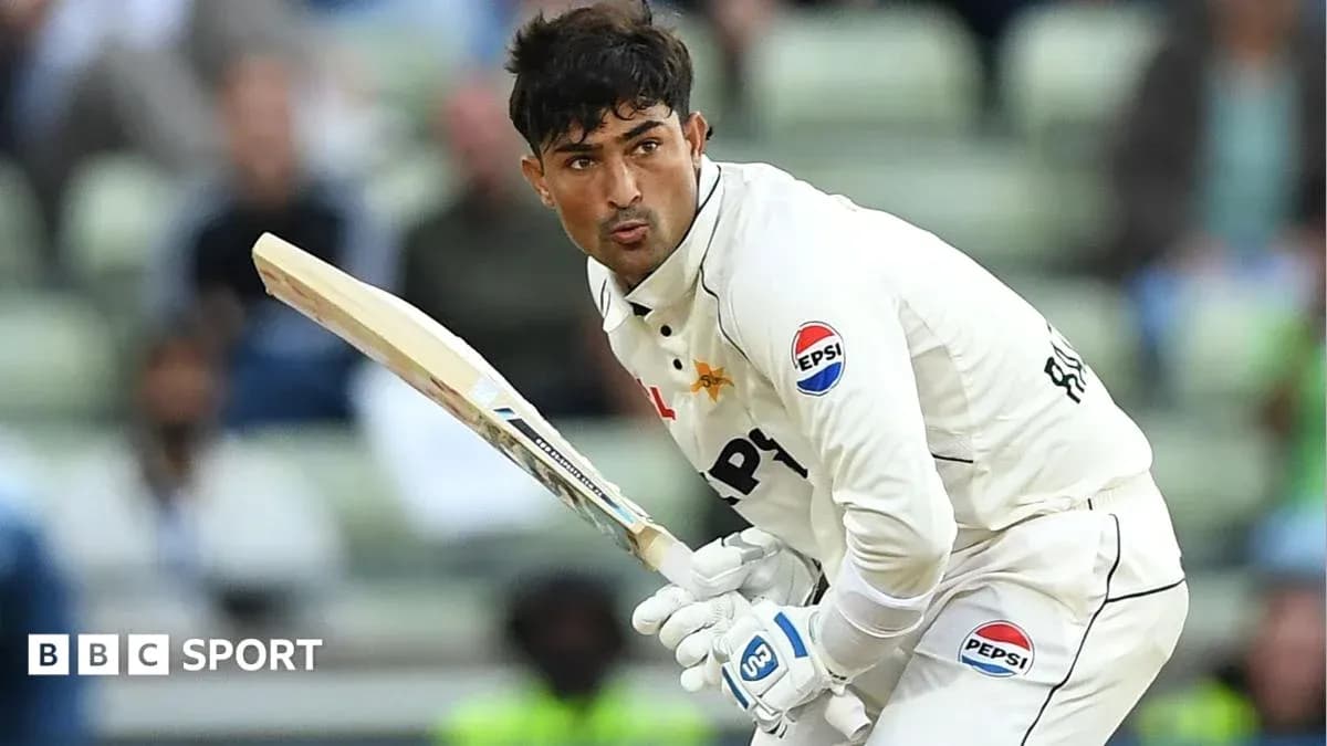 Batsman preparing to hit ball in cricket match