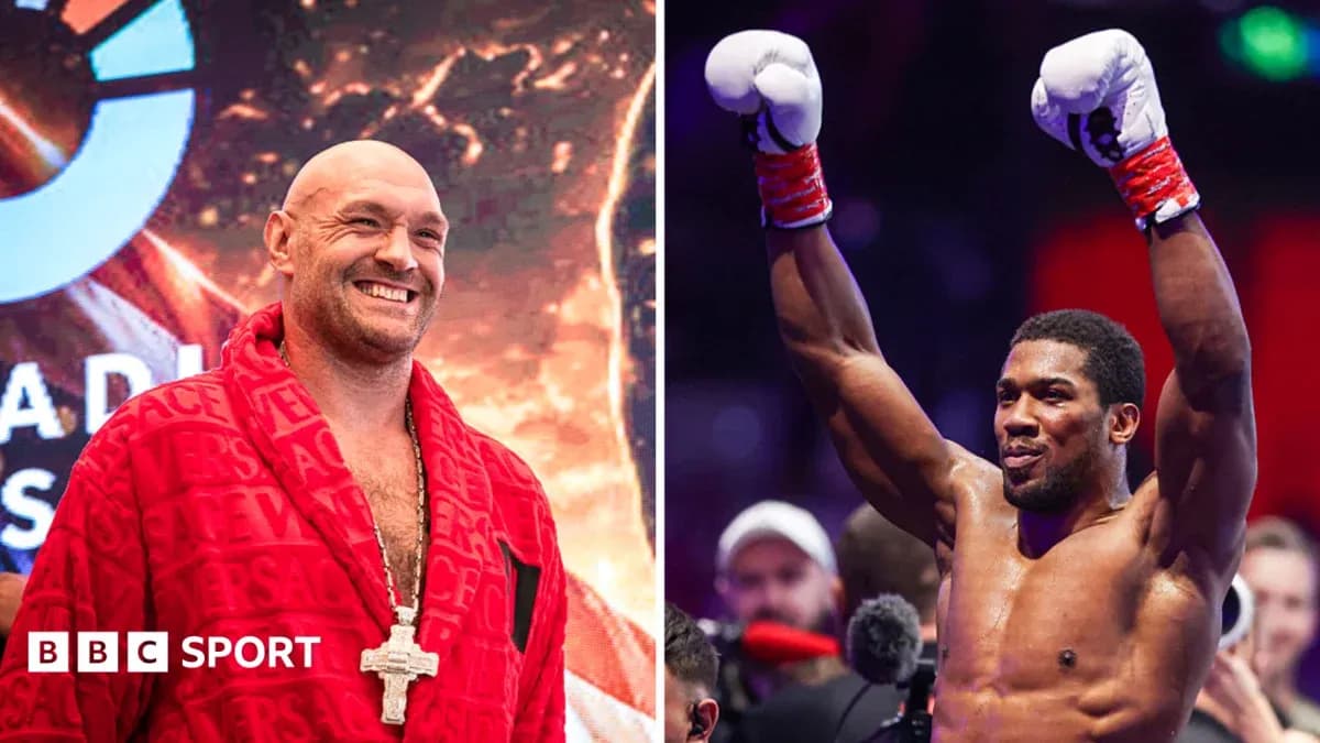 Tyson Fury and Anthony Joshua at event stage