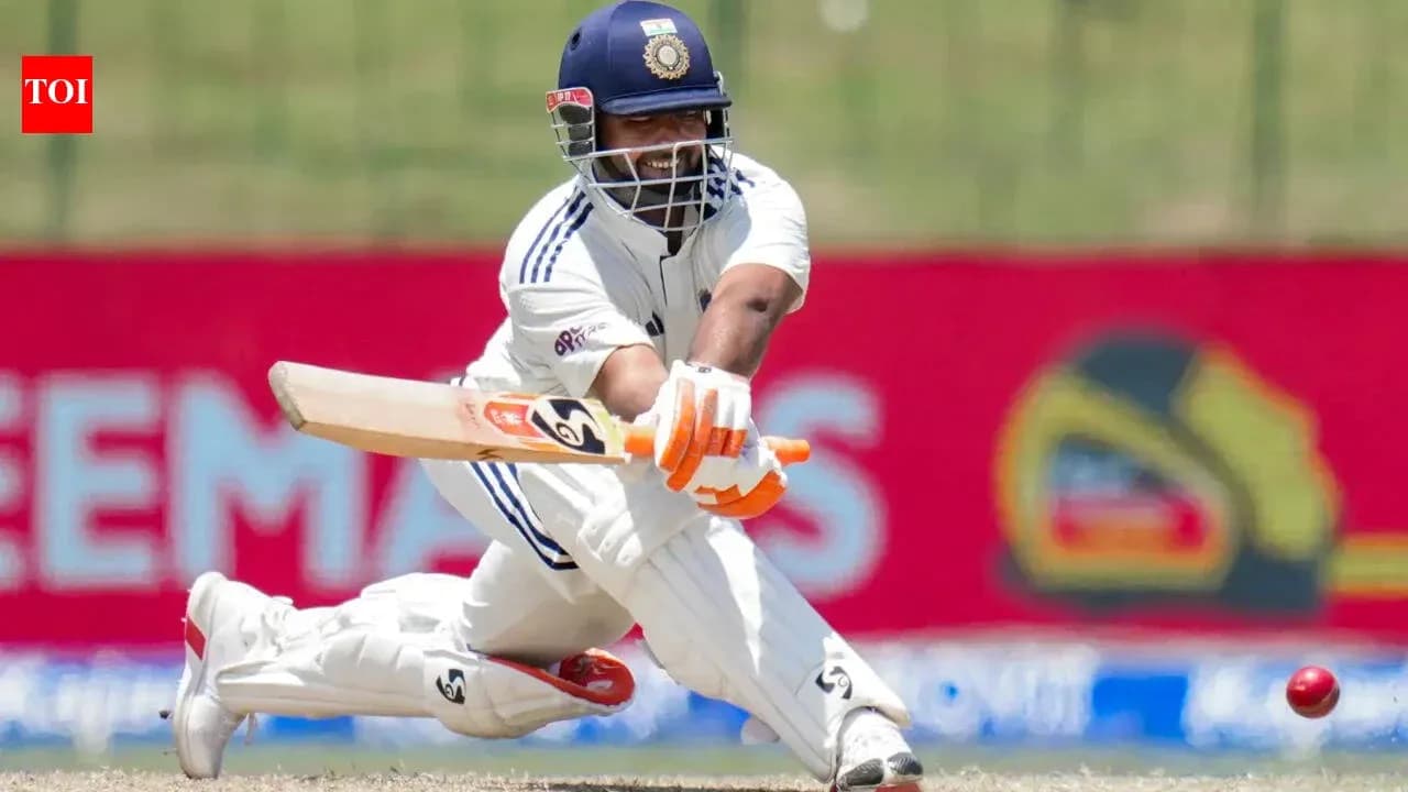 Batsman playing a defensive shot in cricket match
