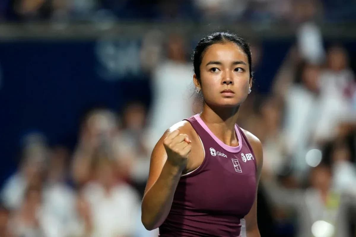 Tennis player celebrating during a match