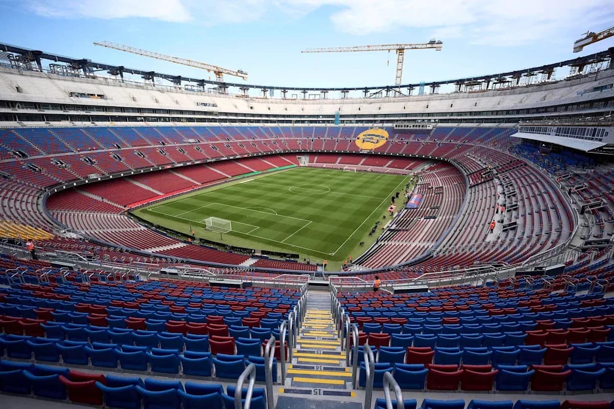 View of empty stadium with field and seating