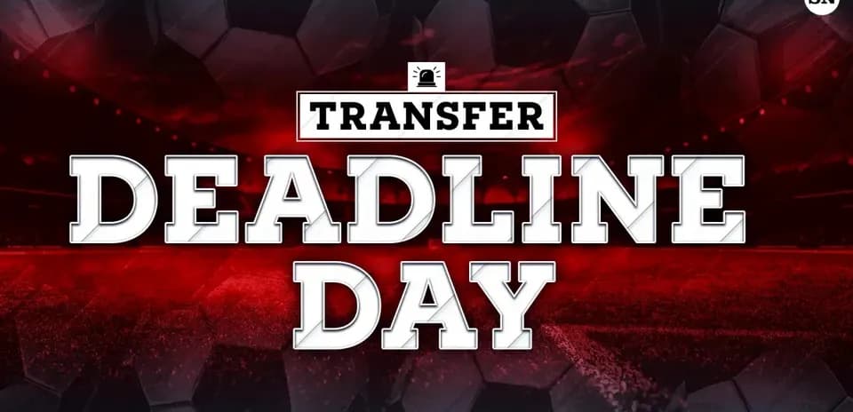 Graphic displaying 'Transfer Deadline Day' in football