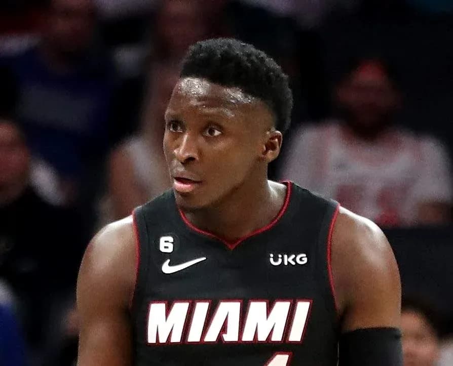 Basketball player in Miami jersey during game