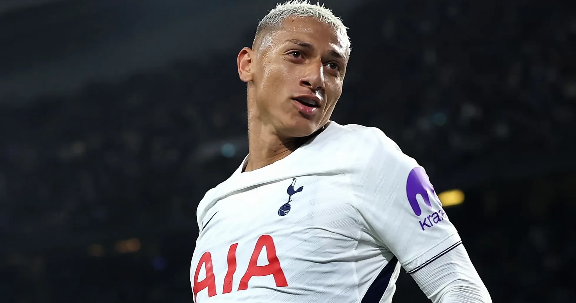 Player celebrating in Tottenham kit during match