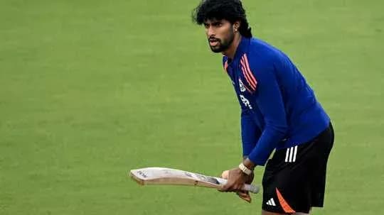Player practicing batting with a cricket bat
