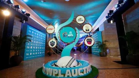 WPL auction display with logos and decorations