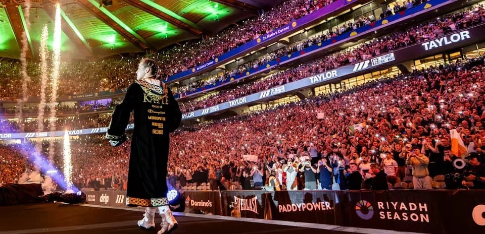 Katie Taylor entering the arena before her match