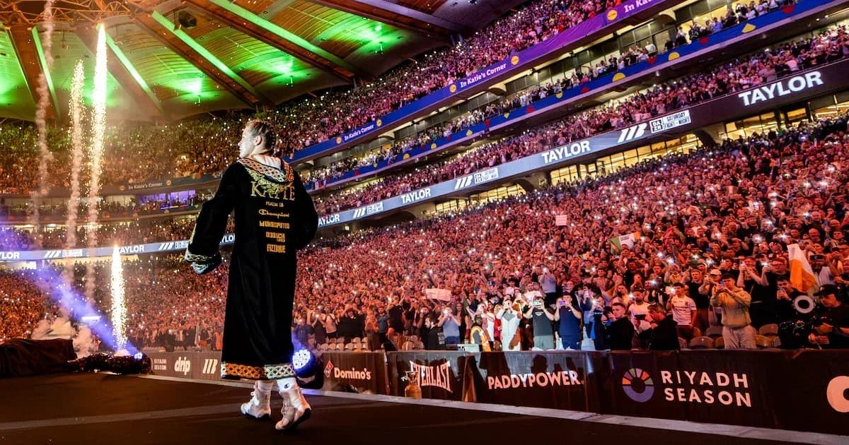 Katie Taylor entering the arena before her match