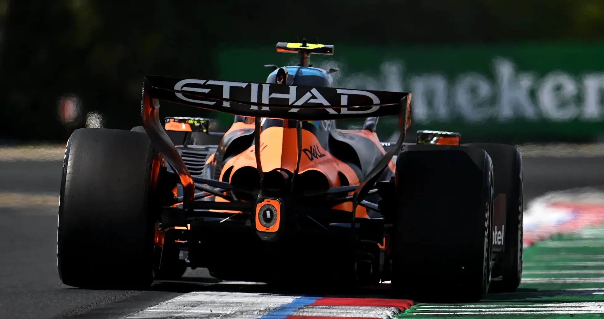Formula 1 car on track during race event