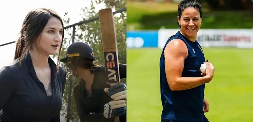 Two women cricketers preparing for practice session