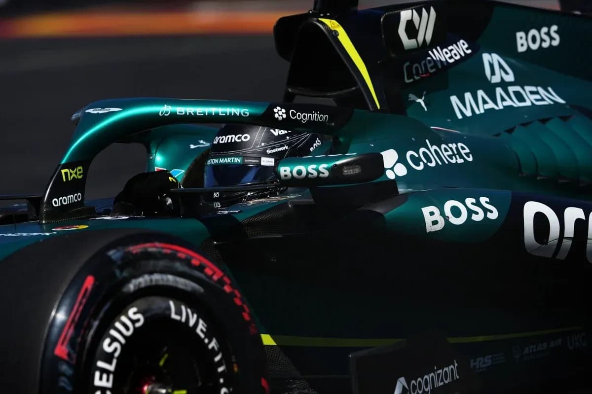 Aston Martin Formula 1 car in action on track