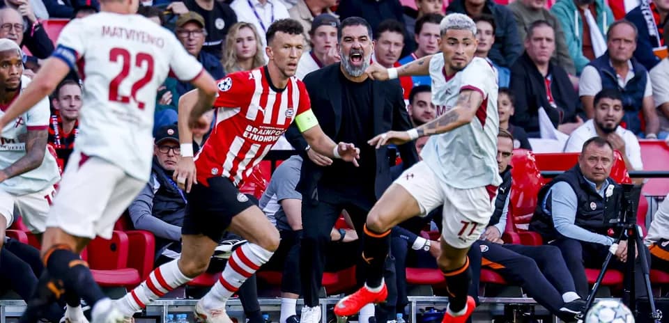 Players in action during a UEFA Champions League match