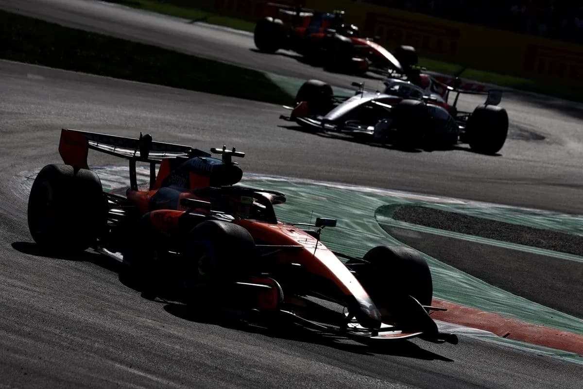 Formula 1 cars racing on track during event