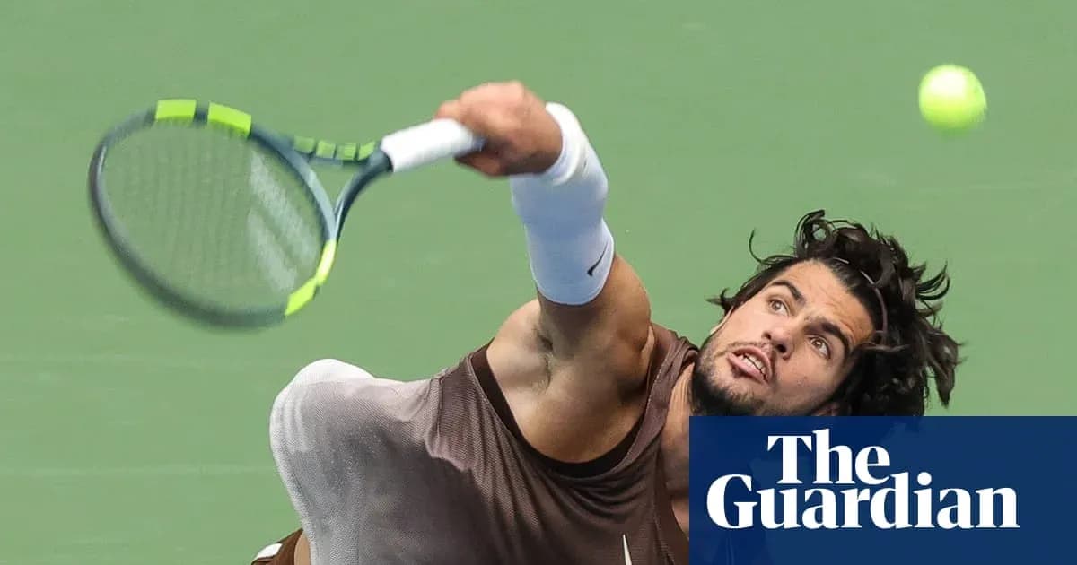 Player serving during a tennis match