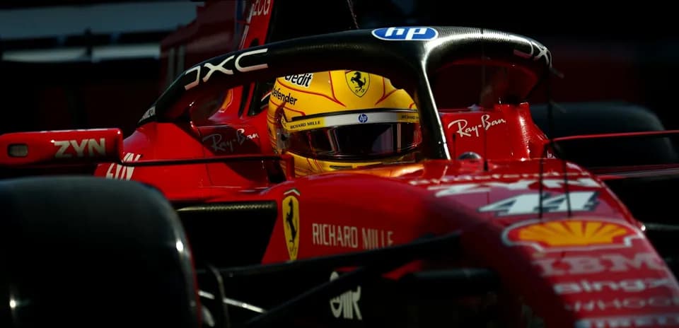 Driver in Ferrari car during a race