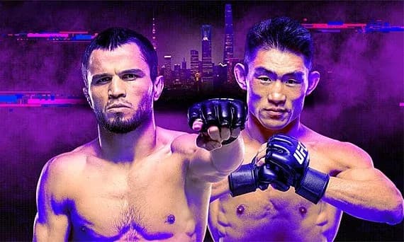 Two MMA fighters posing for promotional event