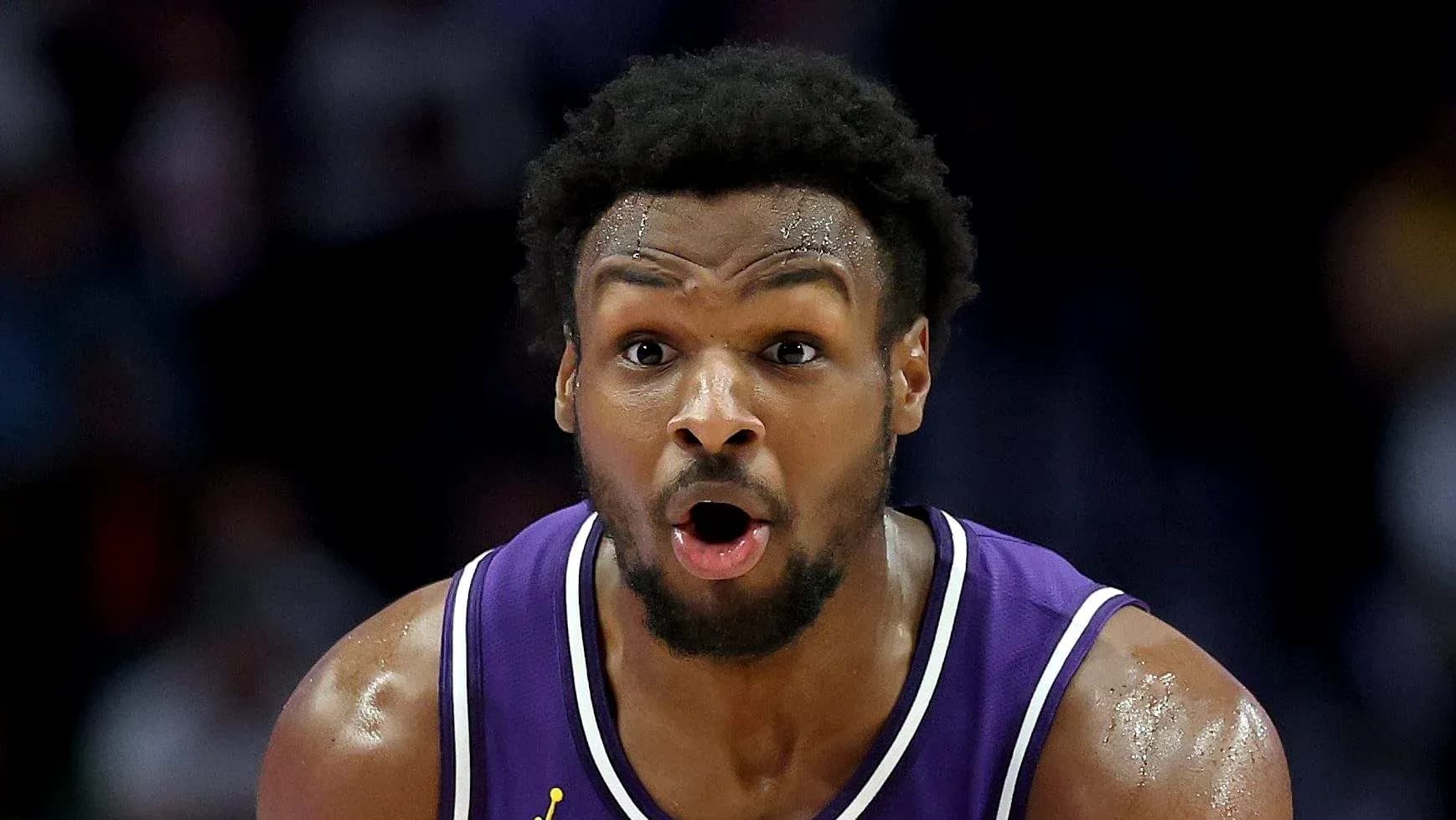 Player reacting during a basketball game