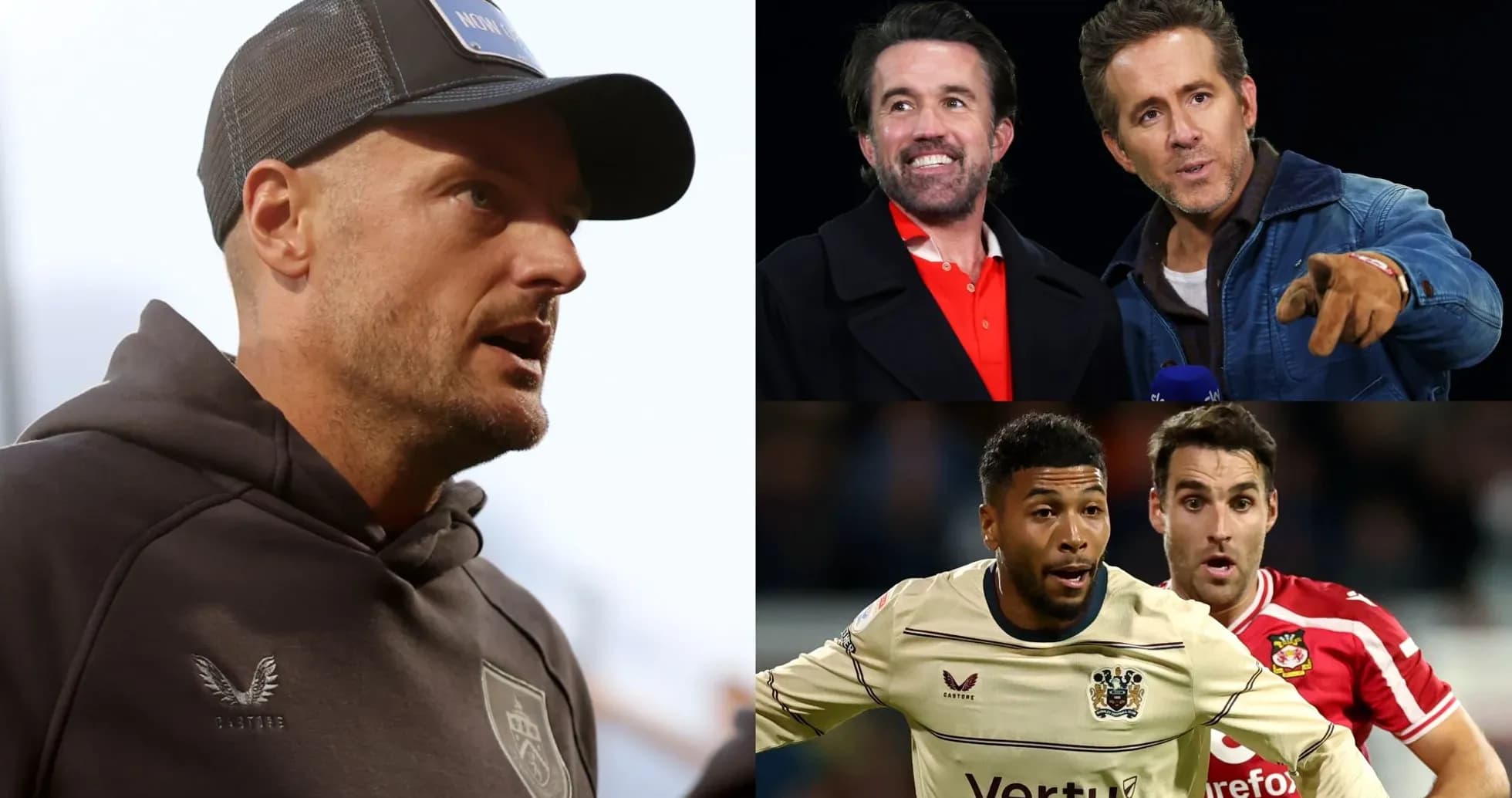 Collage of football manager and celebrities with players