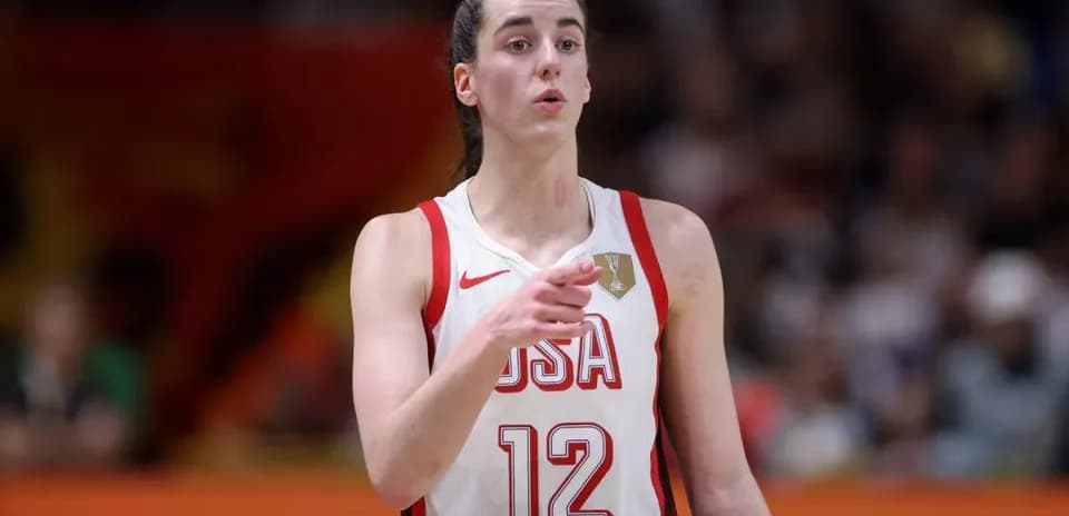 Player in USA jersey during basketball game