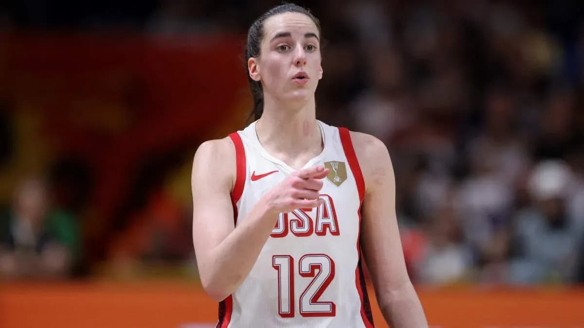 Player in USA jersey during basketball game