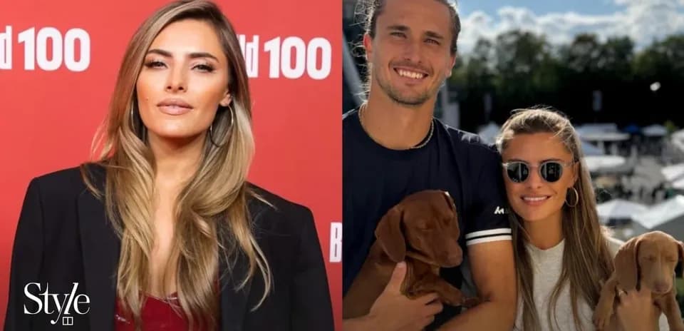 Woman at event and couple holding puppies outdoors