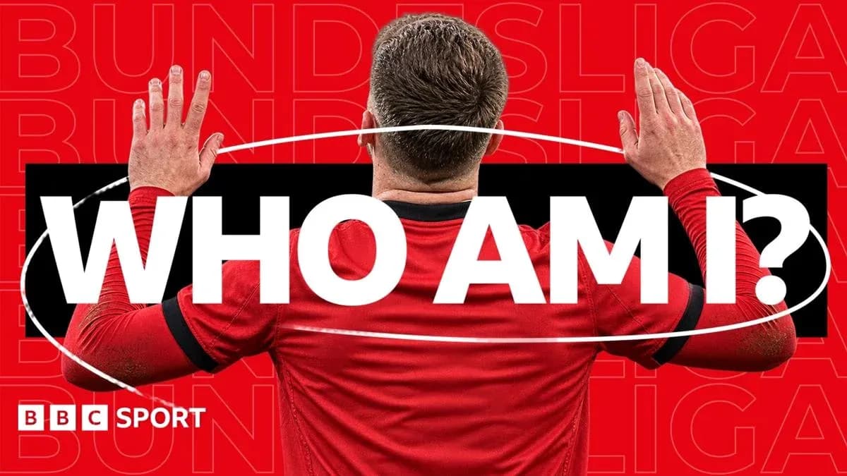 Player raising hands with Bundesliga graphic background