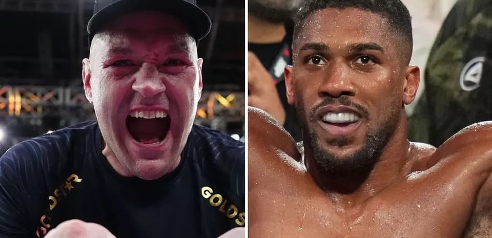 Tyson Fury and Anthony Joshua celebrating after fights