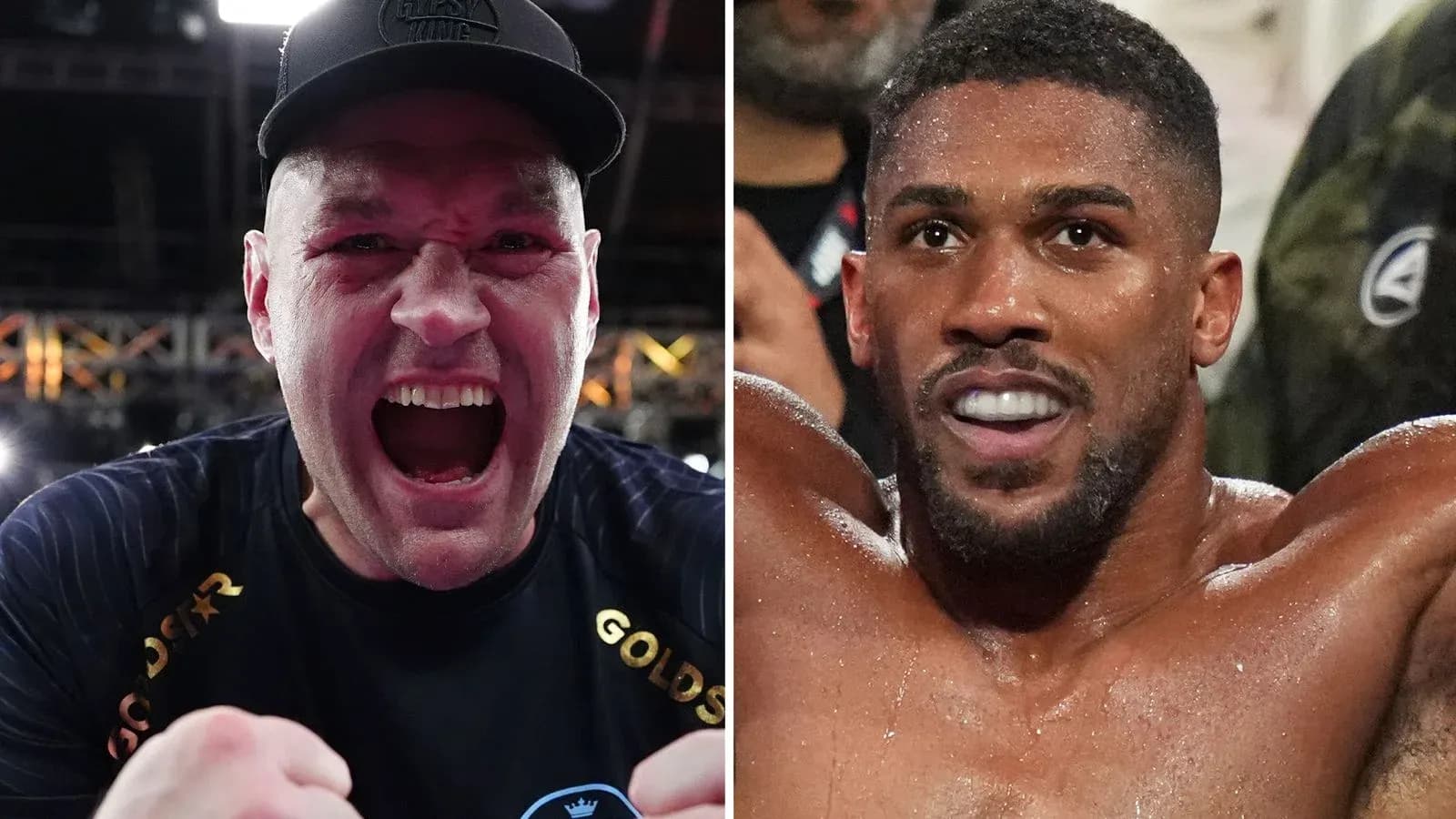 Tyson Fury and Anthony Joshua celebrating after fights