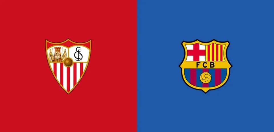 Logos of Sevilla FC and FC Barcelona side by side