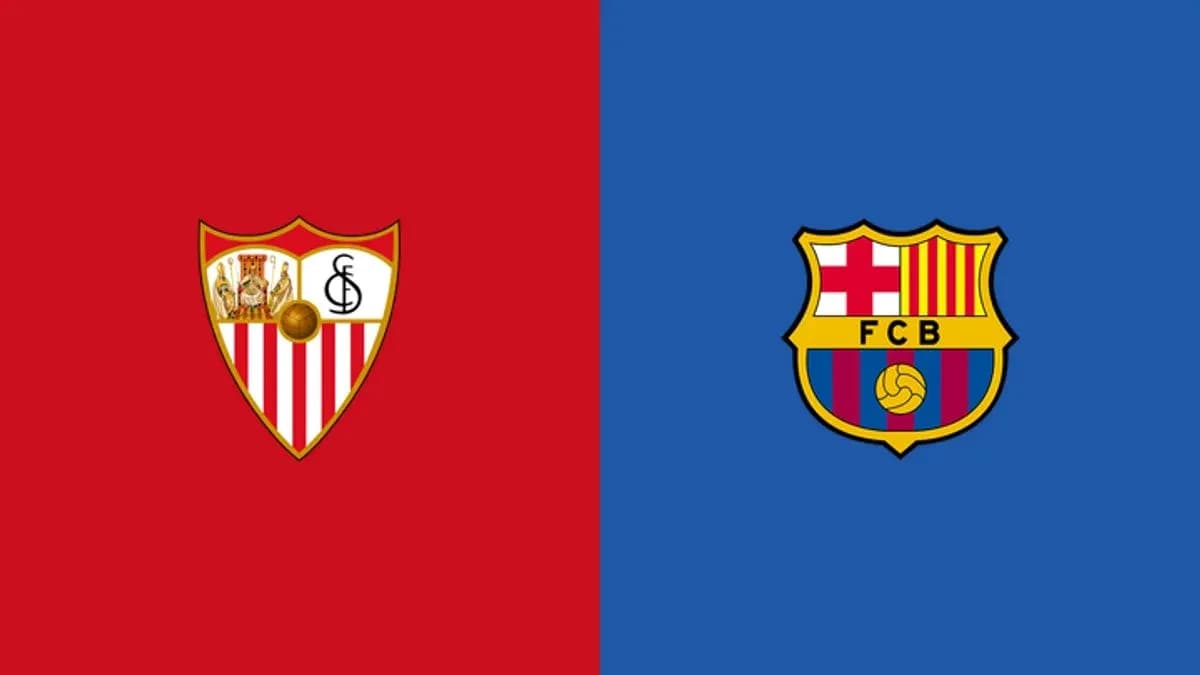 Logos of Sevilla FC and FC Barcelona side by side