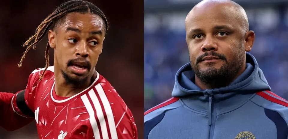 Liverpool player in red kit and Bayern Munich coach
