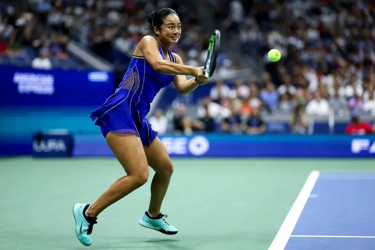 Player hitting a forehand during a tennis match