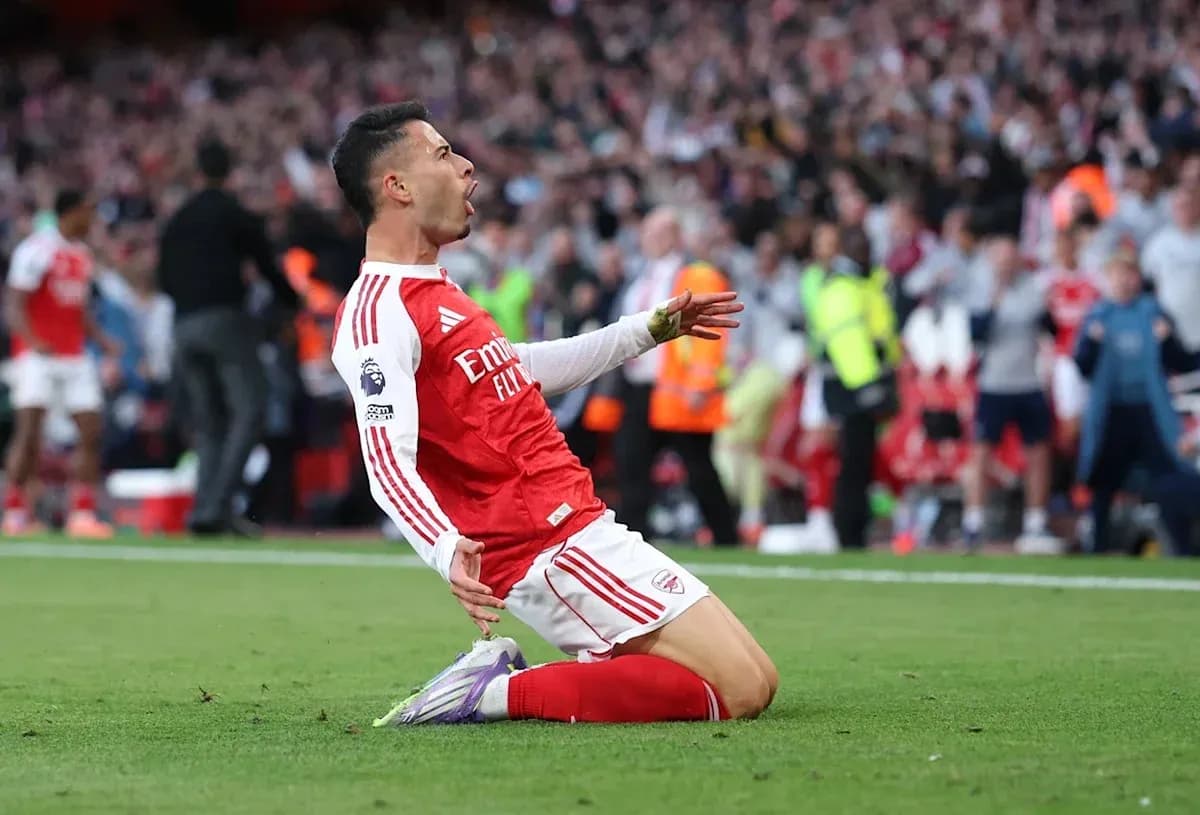 Arsenal player celebrating after scoring a goal