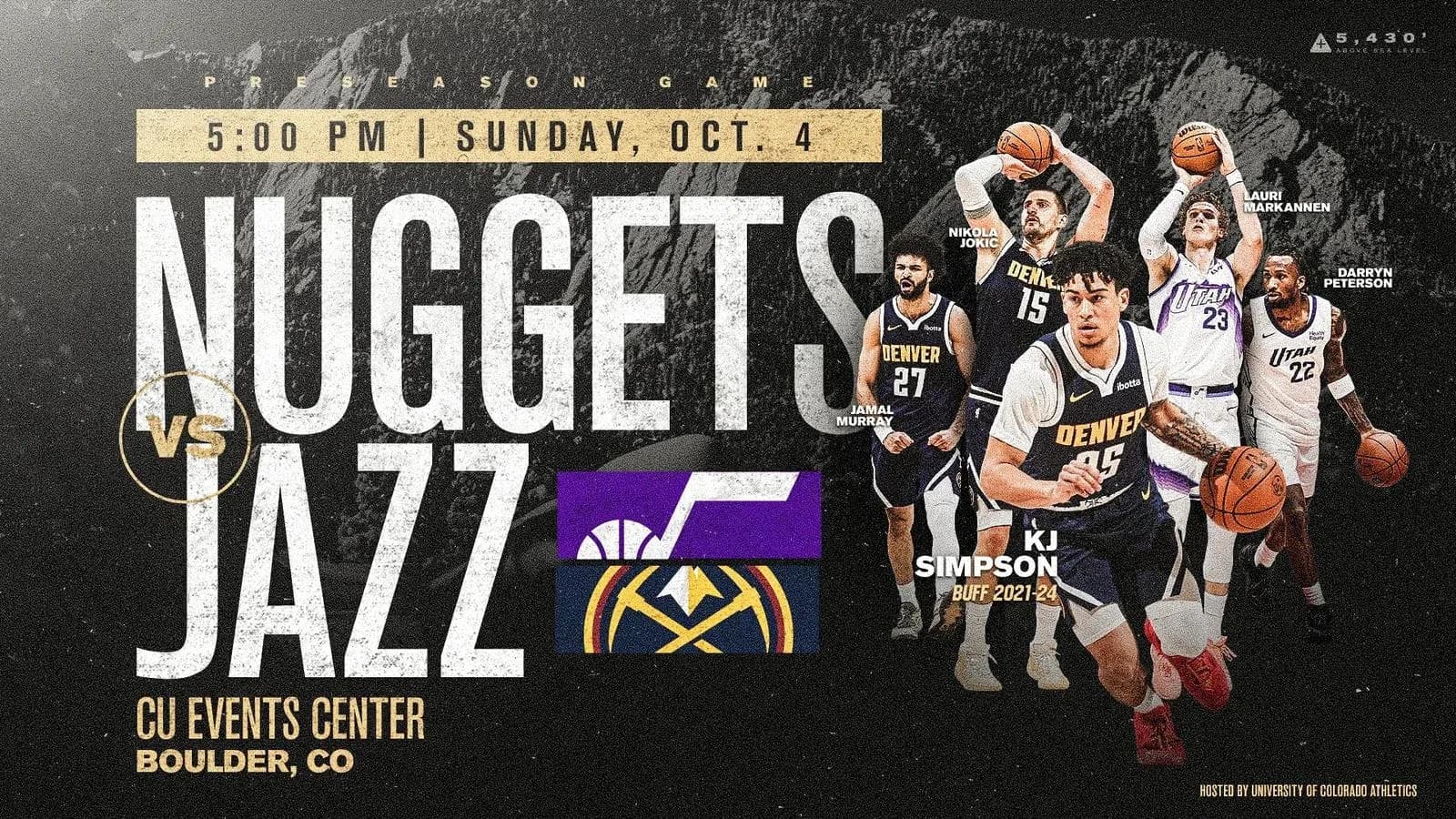 Nuggets vs Jazz preseason game promotional graphic