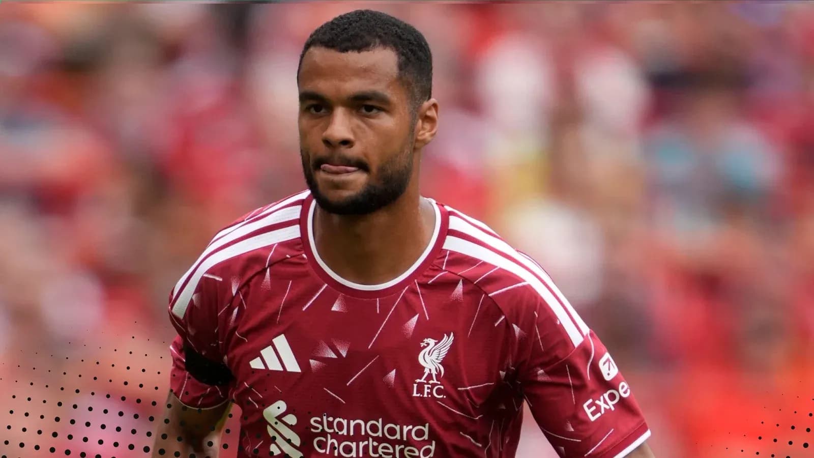 Player in Liverpool kit walking on the pitch