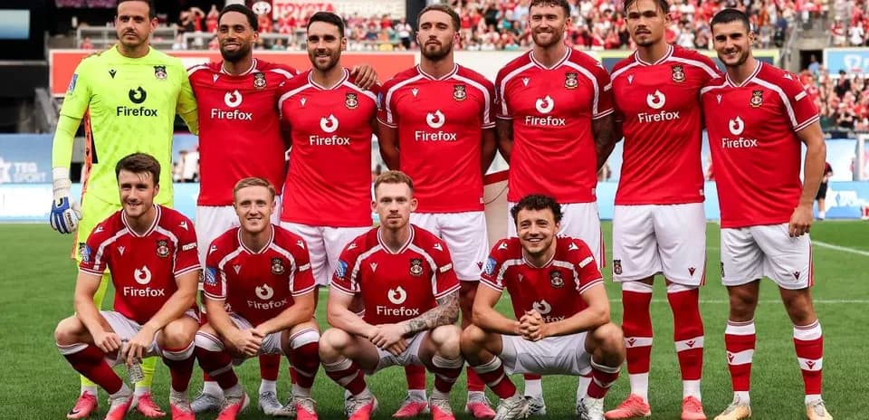 Wrexham FC team posing before a match