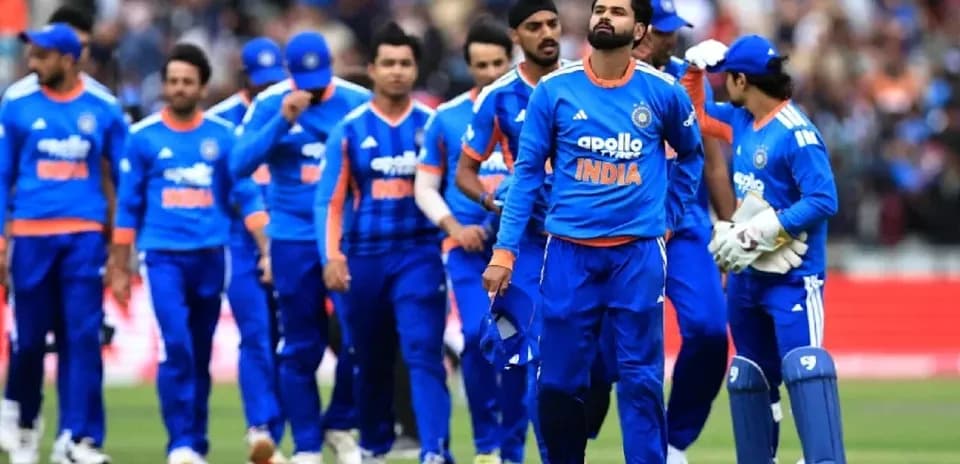 Indian cricket team walking off the field after match