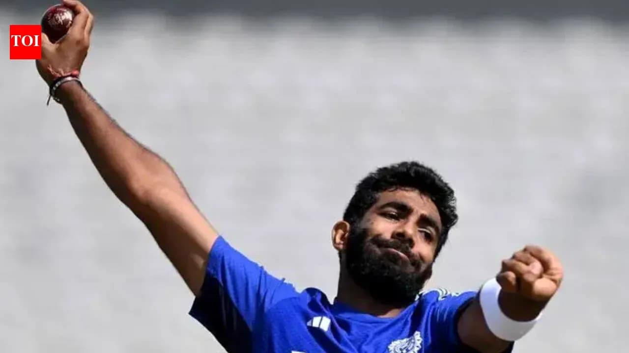 Bowler delivering a ball during cricket practice session