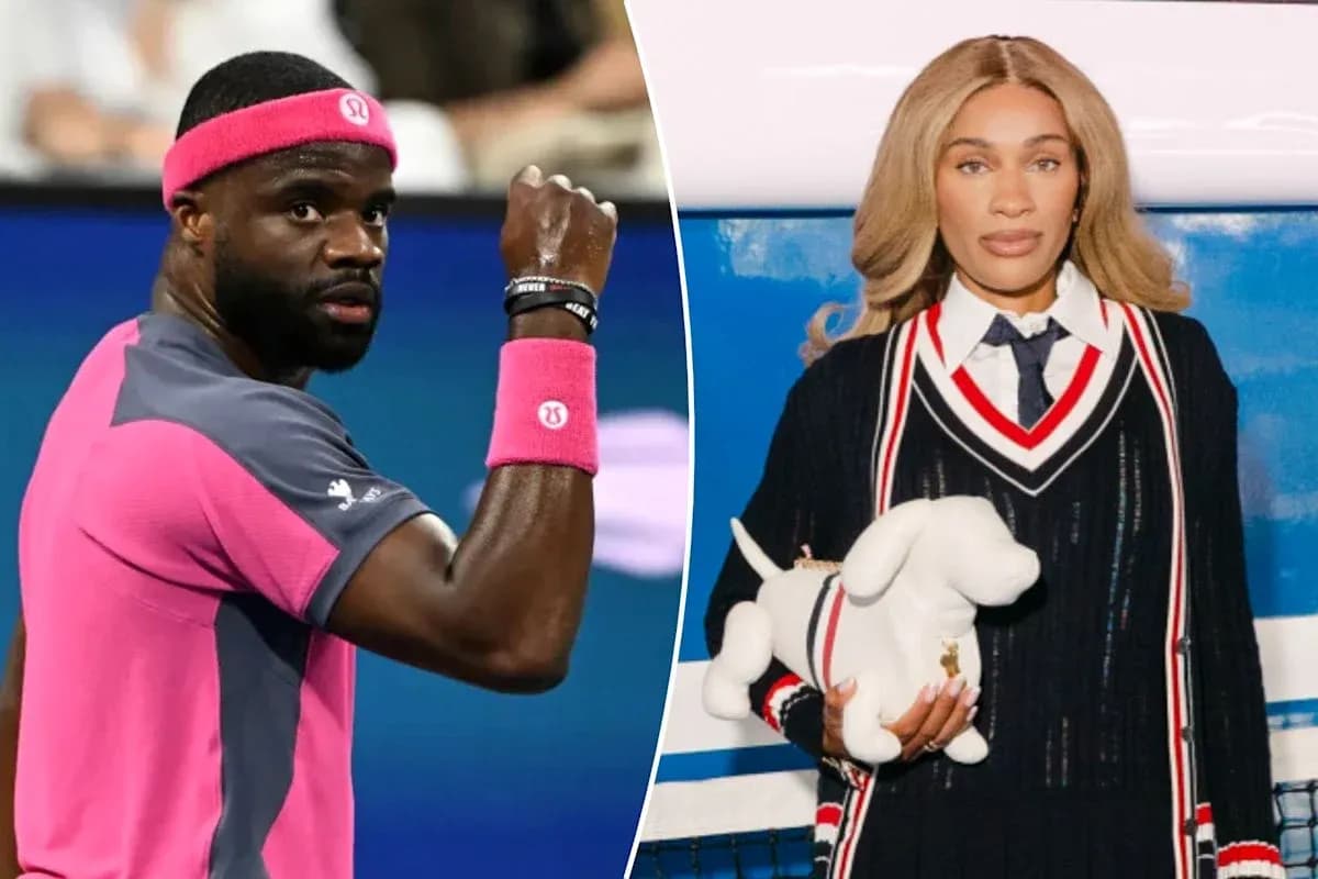 Tennis player celebrating and model posing with dog