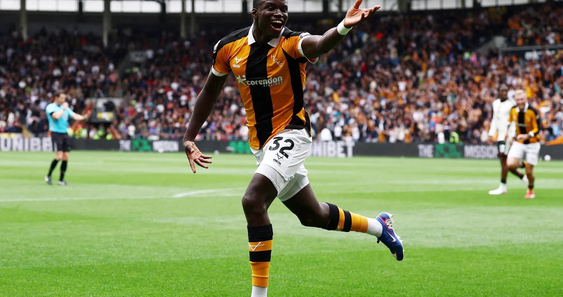 Hull City player celebrating a goal