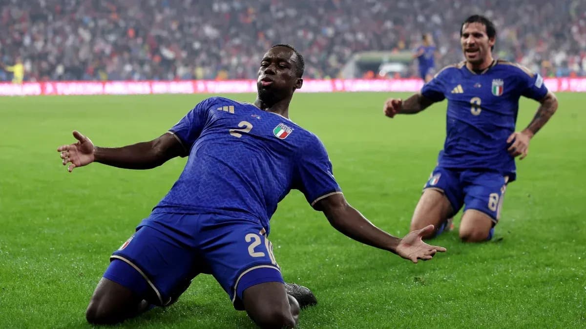 Italian players celebrating a goal on the field