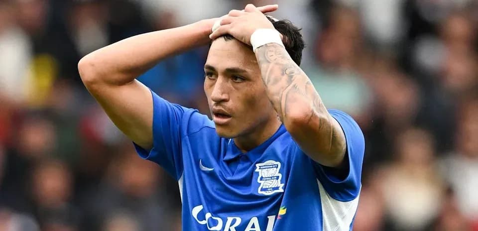 Birmingham City player reacting during match