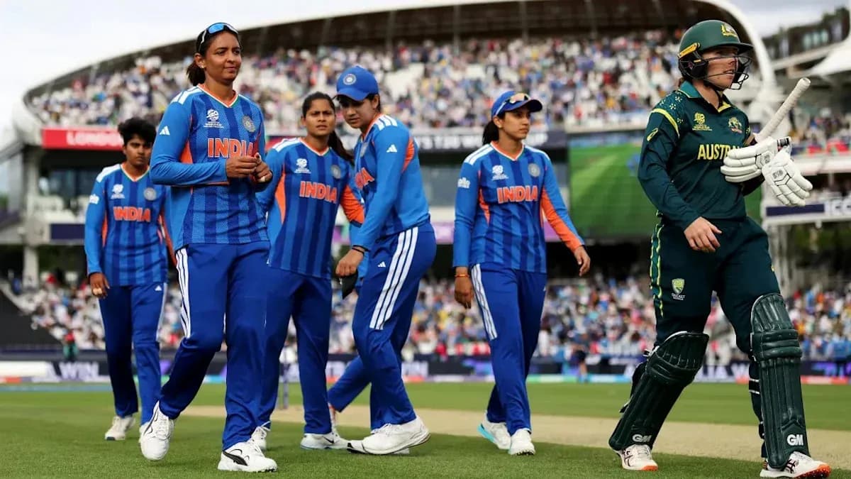 Indian women's cricket team walking off the field