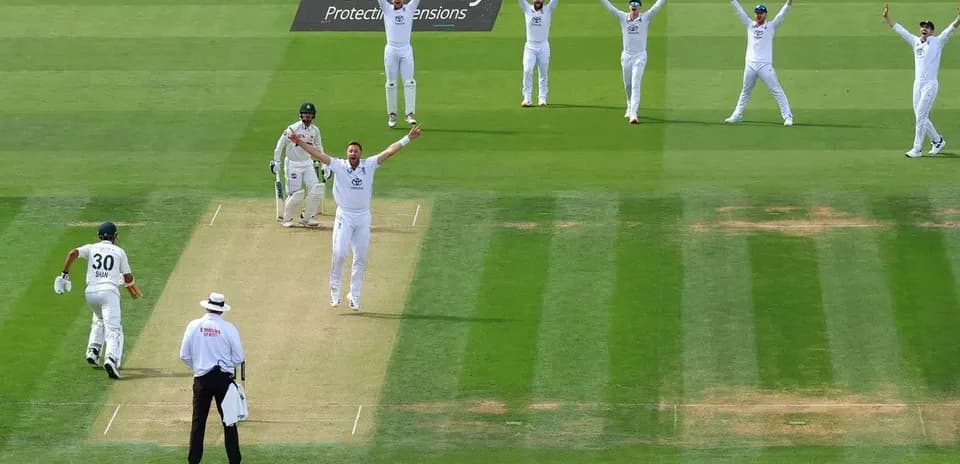 Bowler appealing for a wicket during cricket match