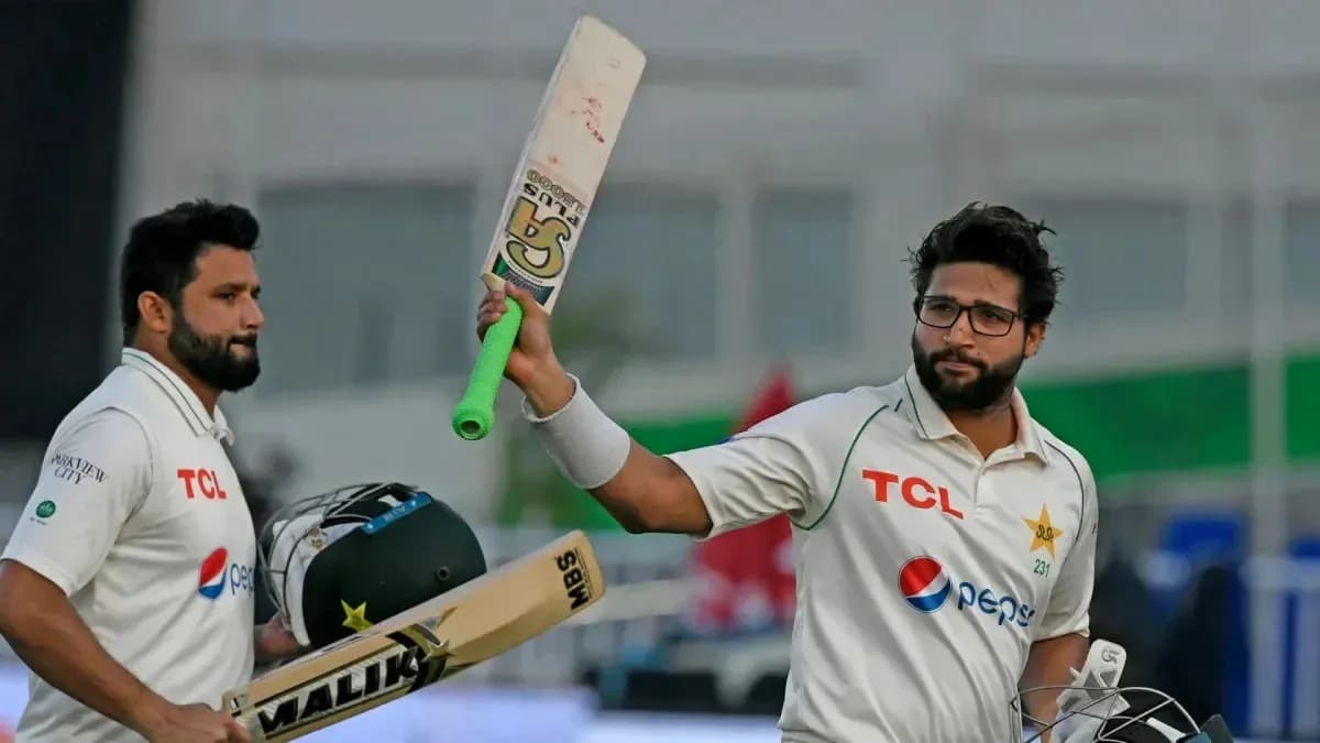 Batsman celebrating after scoring runs with teammate